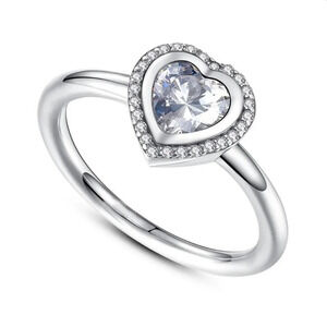 💝  925 Silver Sparkling Love Heart Cut CZ Ring for Women, FB16FA1165